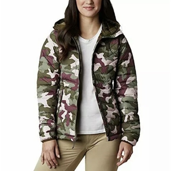 Women's Columbia Powder Lite Jacket Omni Heat Purple Camo XSmall Snow - Picture 1 of 7